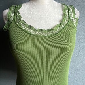 Anthropologie Ribbed Cotton Tank - Green